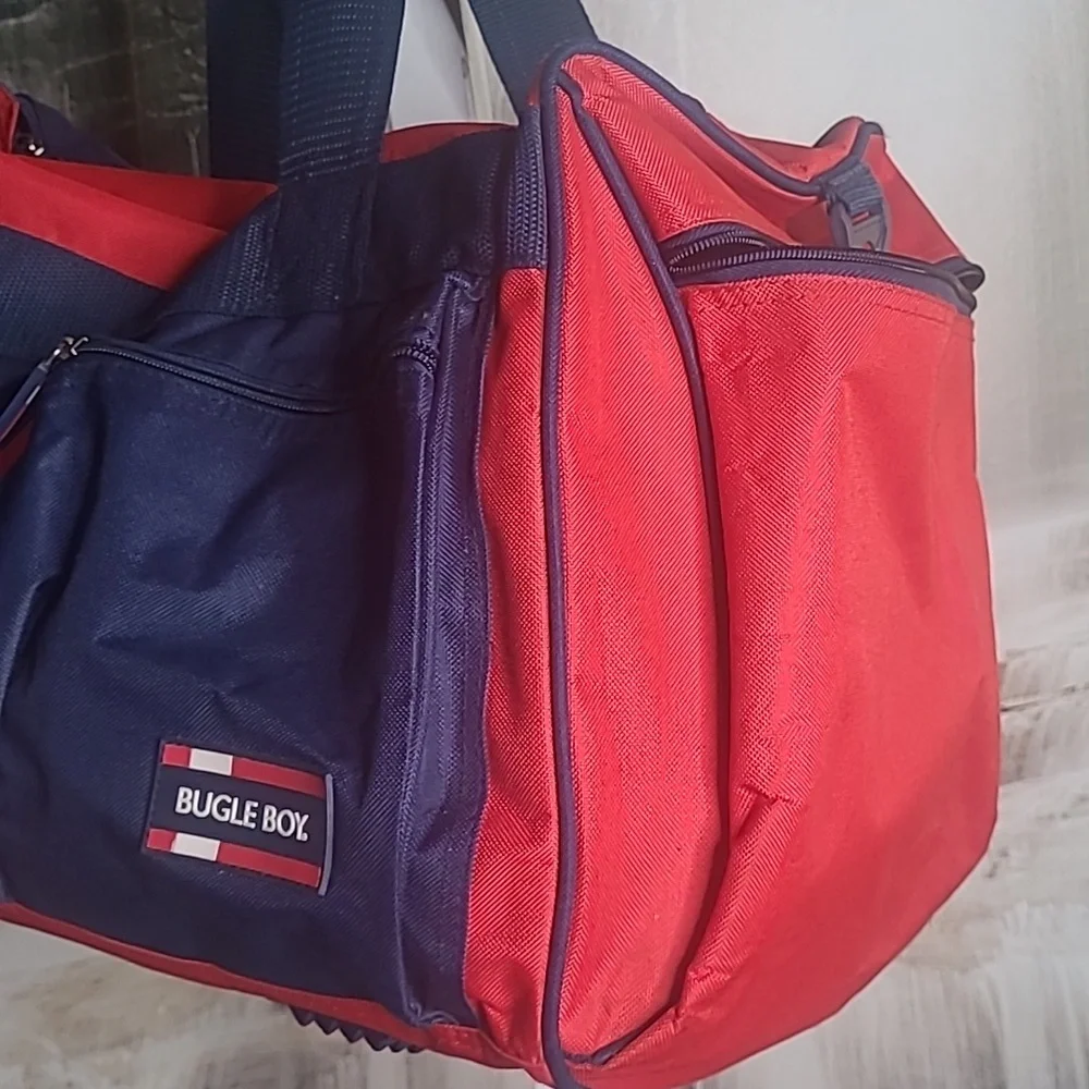 Bugle Boy Mens Retro red blue travel sporty Retro vintage duffle bag